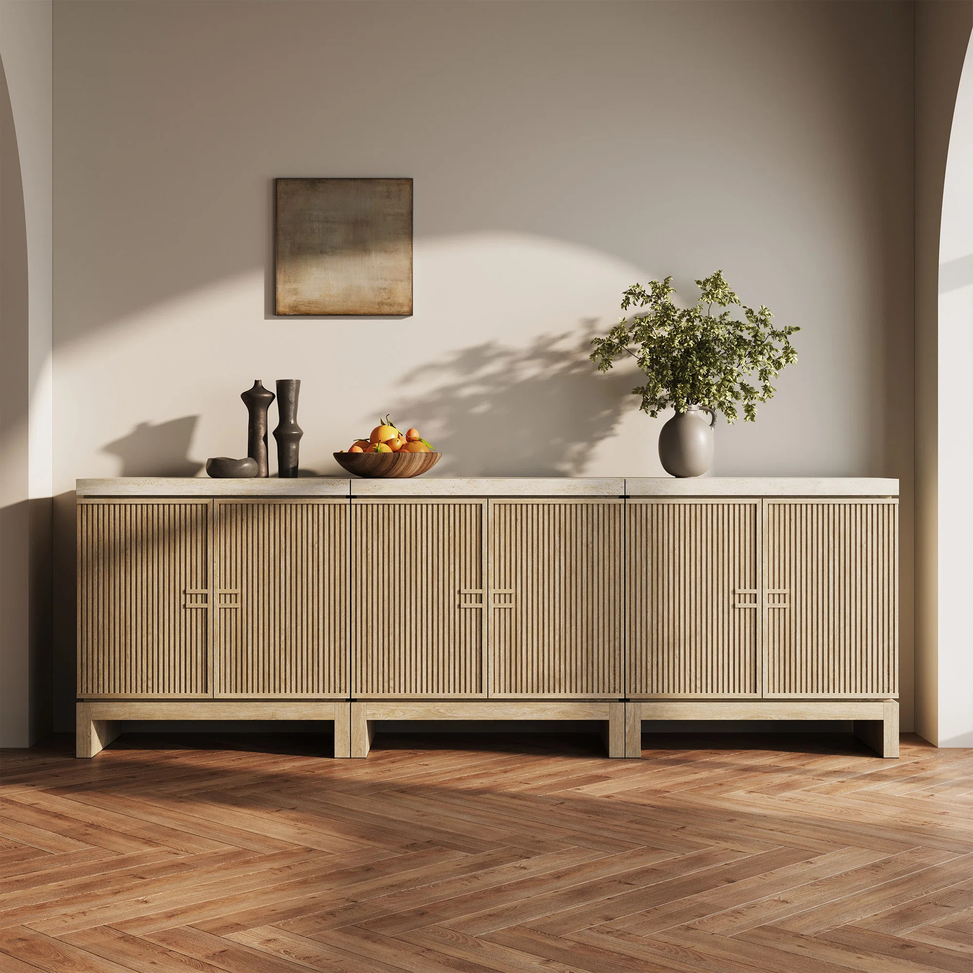 Latitude Run® 2 Door Sideboard Buffet Cabinet, Travertine Greige - Set of 3 & Reviews | Wayfair | Wayfair North America