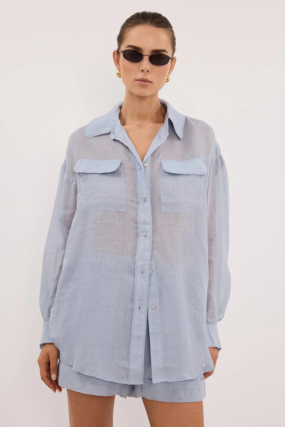 TENLEY DUSTY BLUE RAMIE SHIRT | DISSH