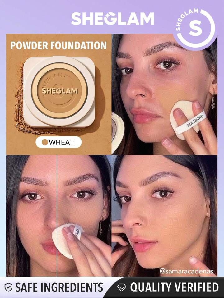 SHEGLAM Skin-Focus High Coverage Powder Foundation-Wheat 36 Shades Oil-Control Pore-less Flawless... | SHEIN