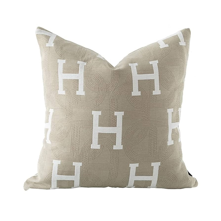 Croker Horse 20x20'' Inches Throw Pillow Cushion Cover - Beige H Letter Embroidery Modern Fashion... | Amazon (US)