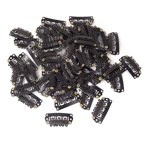Honbay 50PCS 6-Teeth Black U-Shape Snap Clips for Hair Extensions - 2.8cm/1.1inch (Black) | Amazon (US)