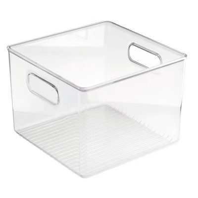 iDESIGN Plastic Fridge and Pantry Organizer Bin with Integrated Handle Clear: Kitchen Storage, 8x8x6, Spot Clean | Target