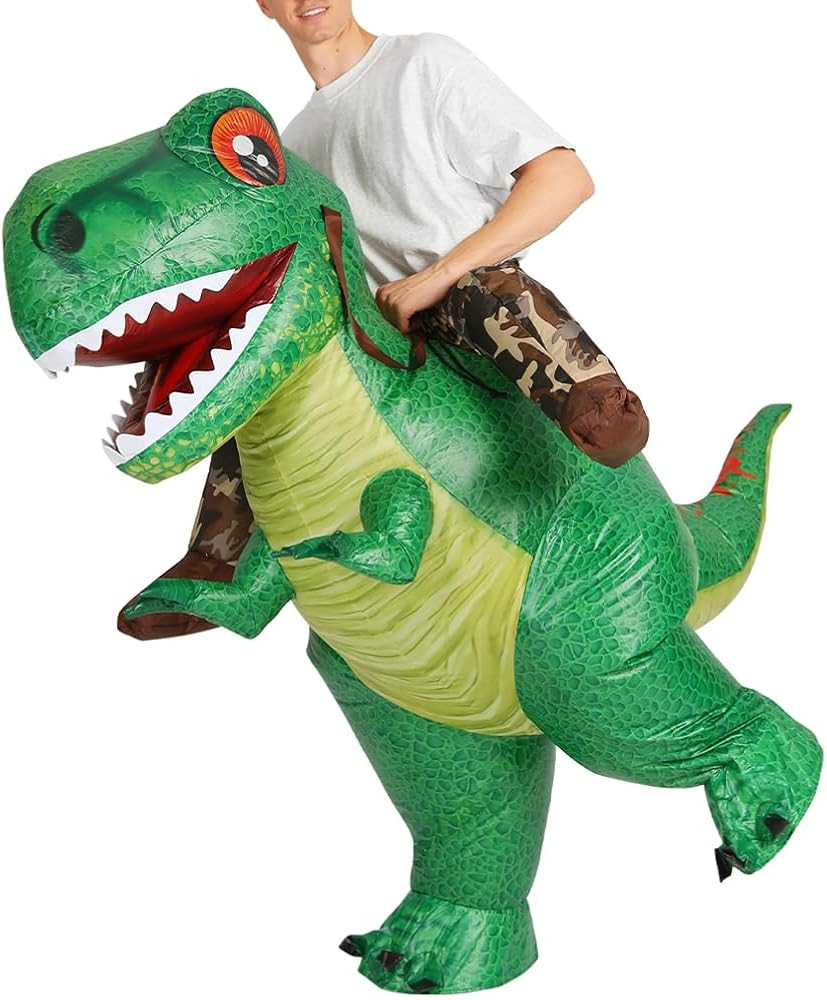 COMIN Inflatable Dinosaur Costume for Adults Ride-on Green Dino Funny Blow Up T-Rex Costume Hallo... | Amazon (US)