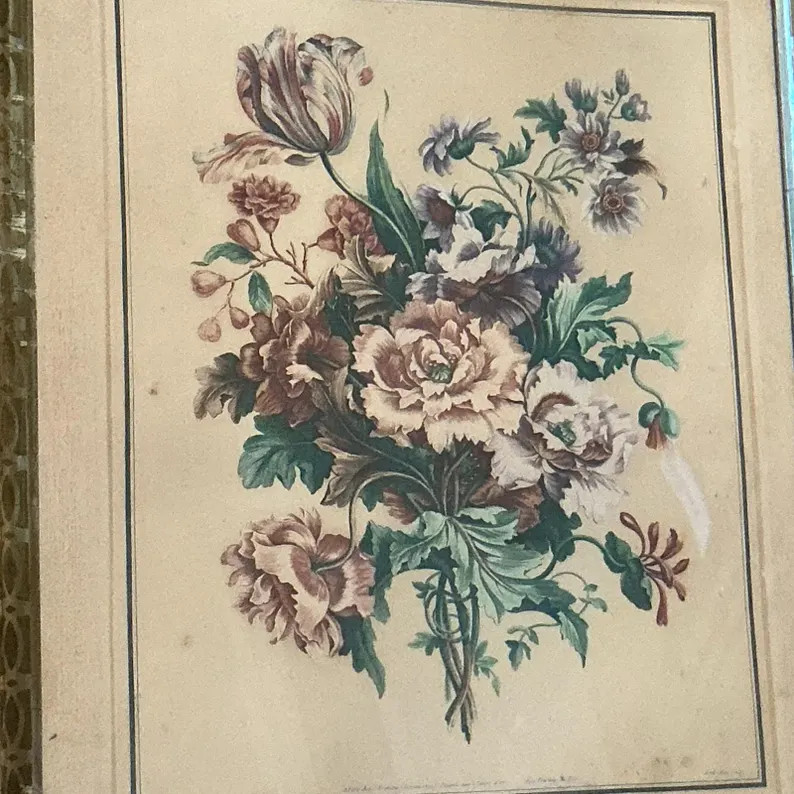 C.1780 French Floral Engraving Chereau Tessier Avril in Victorian Gilt Frame - Etsy | Etsy (Global)