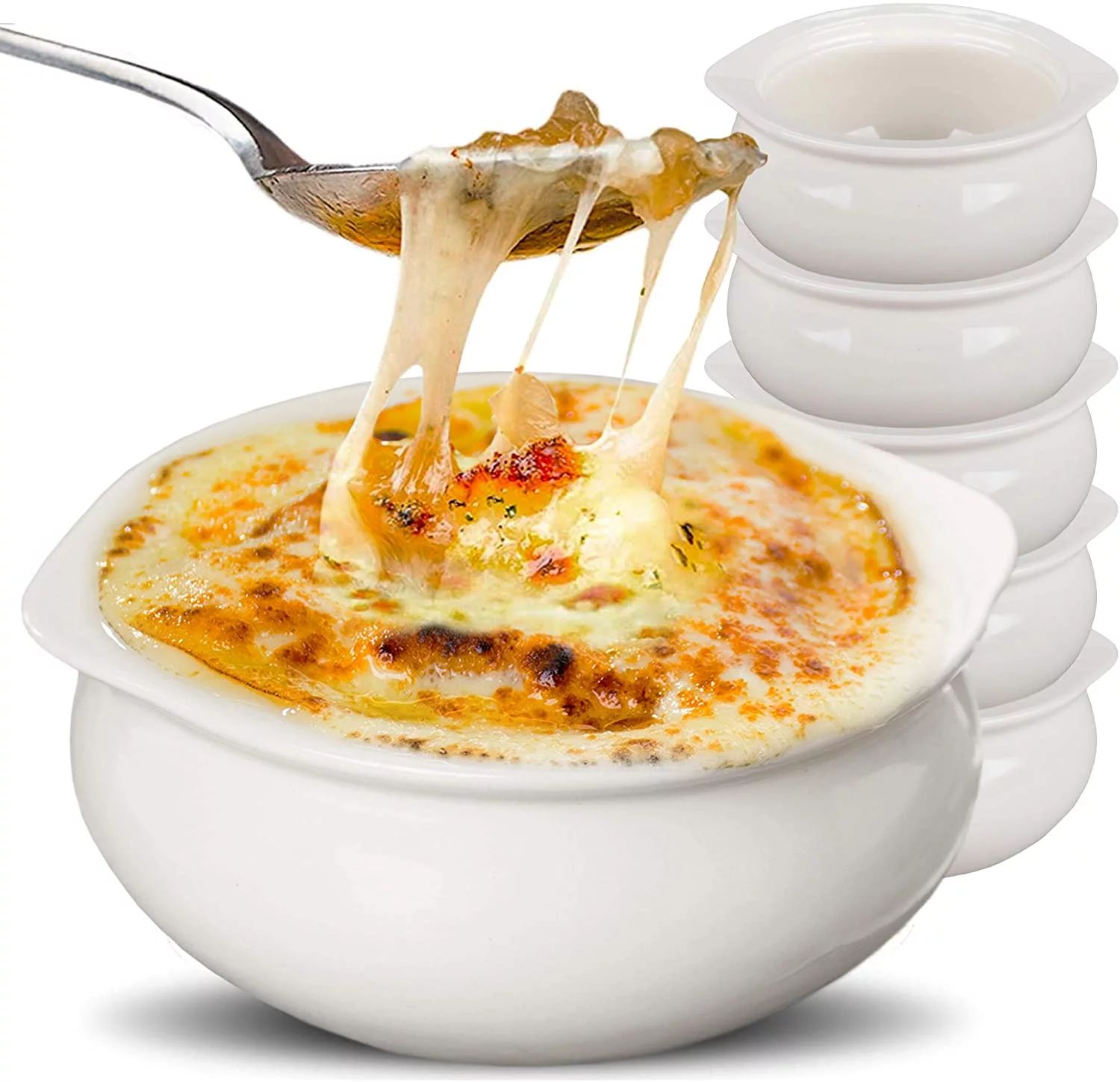 Stock Your Home White French Onion Soup Crocks (6 Count) - 12 Ounce Oven Safe French Onion Soup B... | Walmart (US)