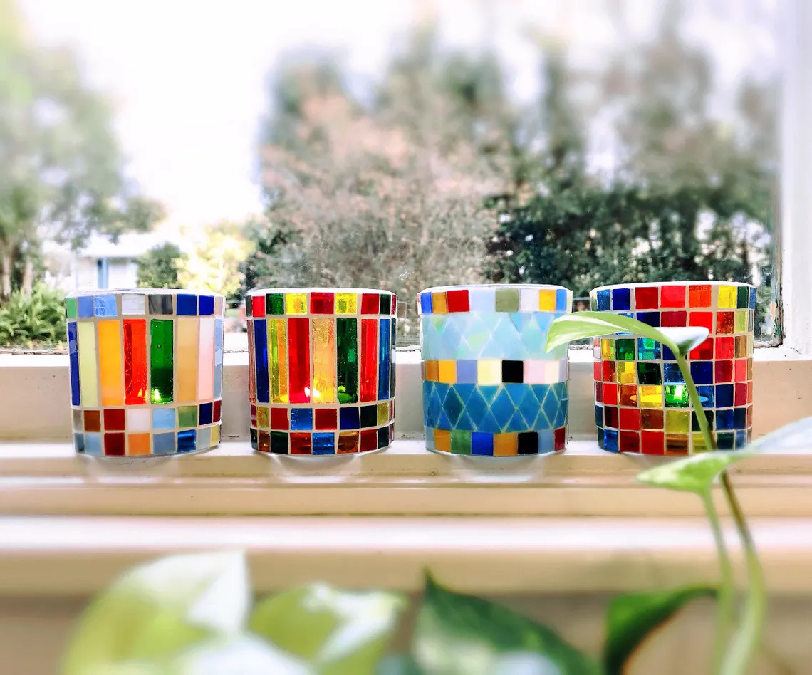 Diy craft kit for adults kids mosaic kit candle holder making kit home hobby arts and crafts make... | Etsy (US)