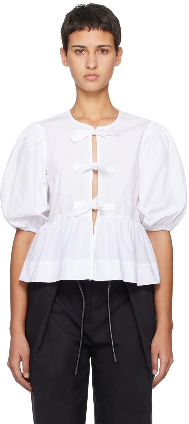 White Ruched Blouse | SSENSE