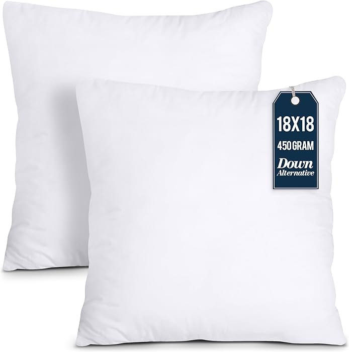 Utopia Bedding Throw Pillows Insert (Pack of 2, White) - 18 x 18 Inches Bed and Couch Pillows - I... | Amazon (US)