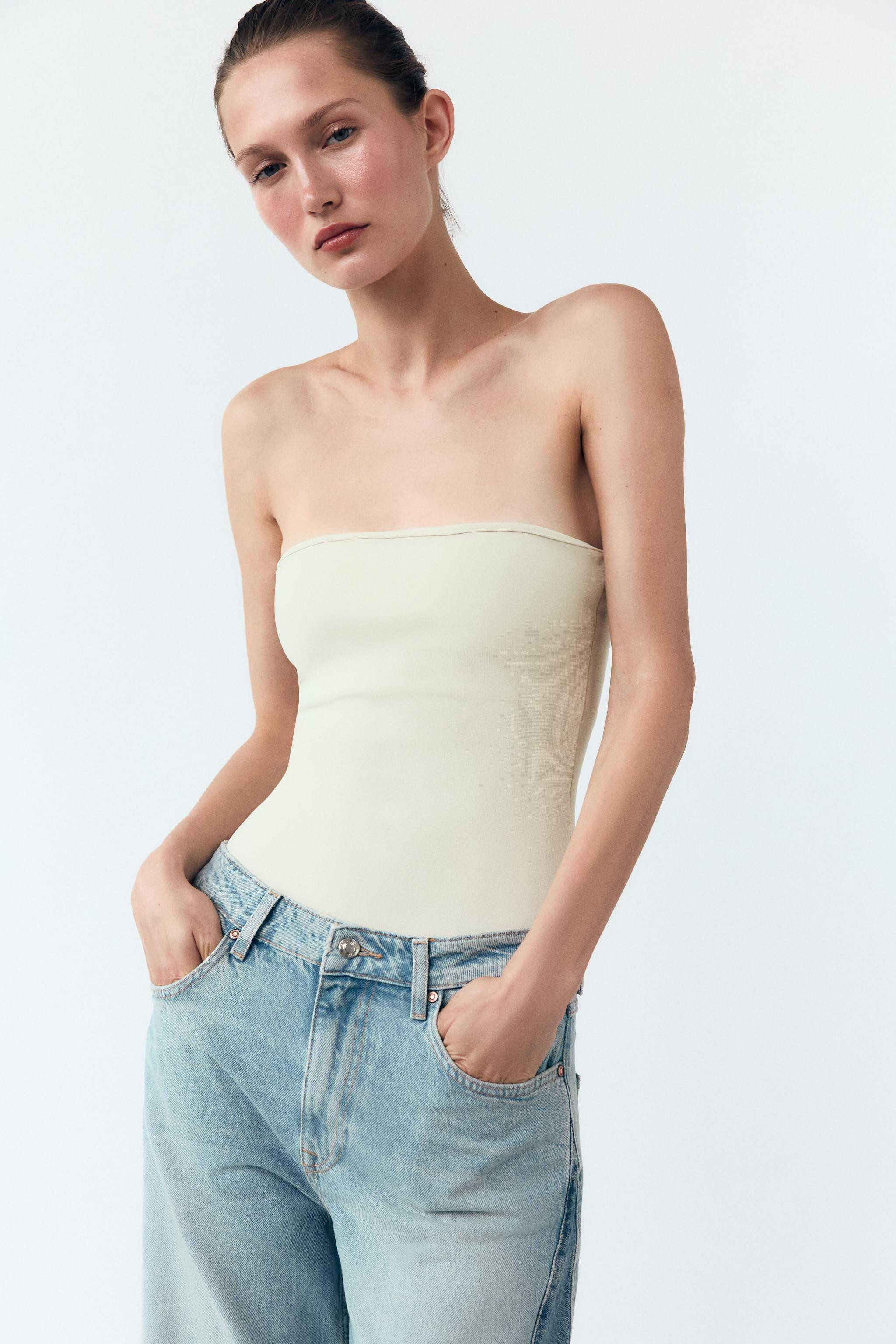 STRETCH BANDEAU BODYSUIT | Zara US