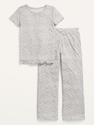 Rib-Knit Space-Dye Wide-Leg Pajama Set for Girls | Old Navy (US)