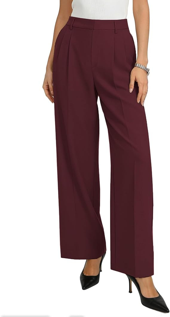 GRACE KARIN Women's Wide Leg Work Pants, Trousers Casual Office Slacks | Wide Leg, Work, Wrinkle ... | Amazon (US)