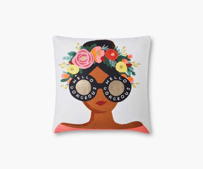 Flower Crown Gorgeous Girl Embroidered Pillow | Rifle Paper Co.