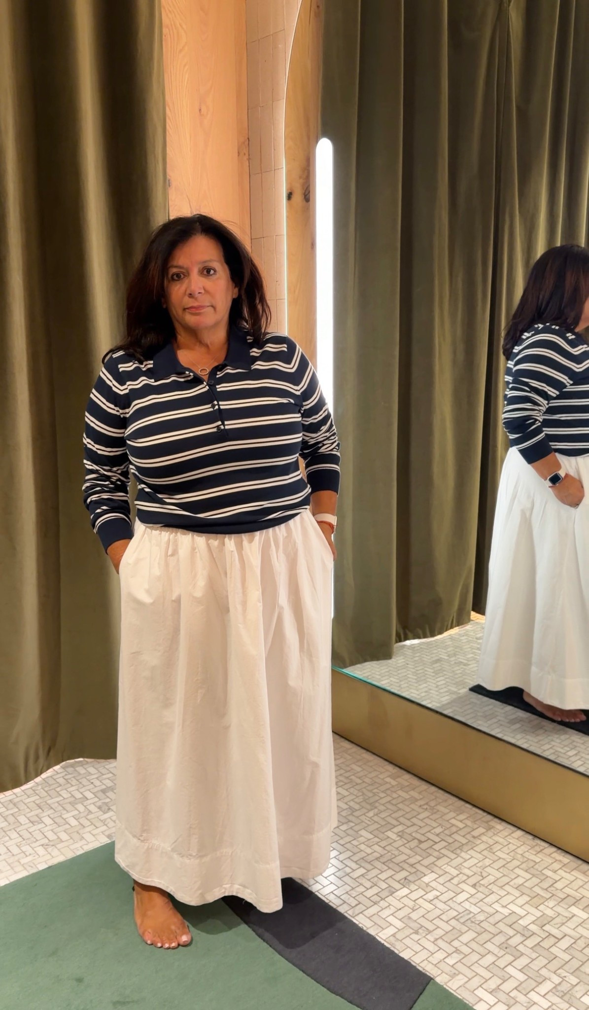 Skirt - medium 
Shirt - XL 
