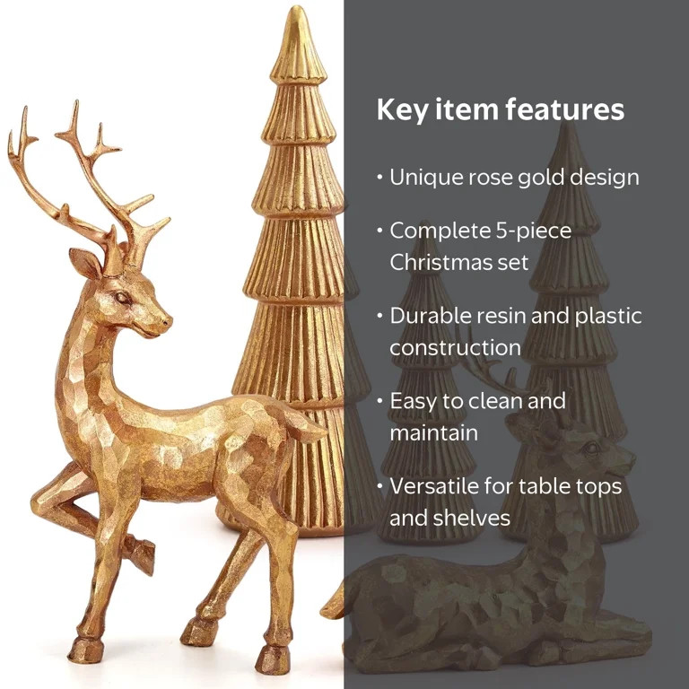 Ayieyill 5PCS Tree and Reindeer Decoration, Christmas Tree Reindeer Figurines, Christmas Decortio... | Walmart (US)