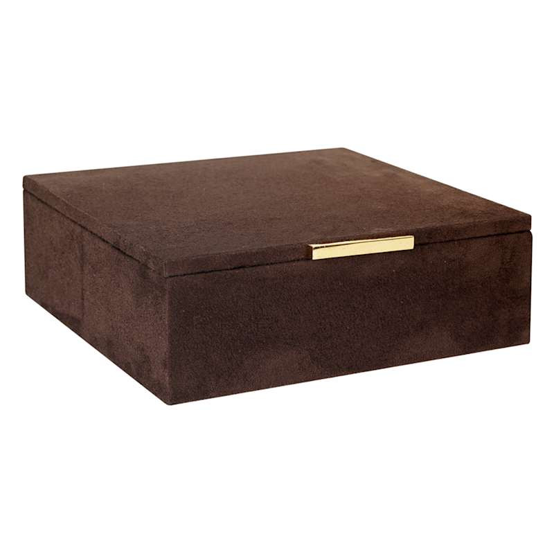 Brown Suede Decorative Box, 7x2.6 | At Home