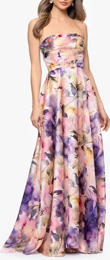 Floral Strapless Organza Gown | Nordstrom