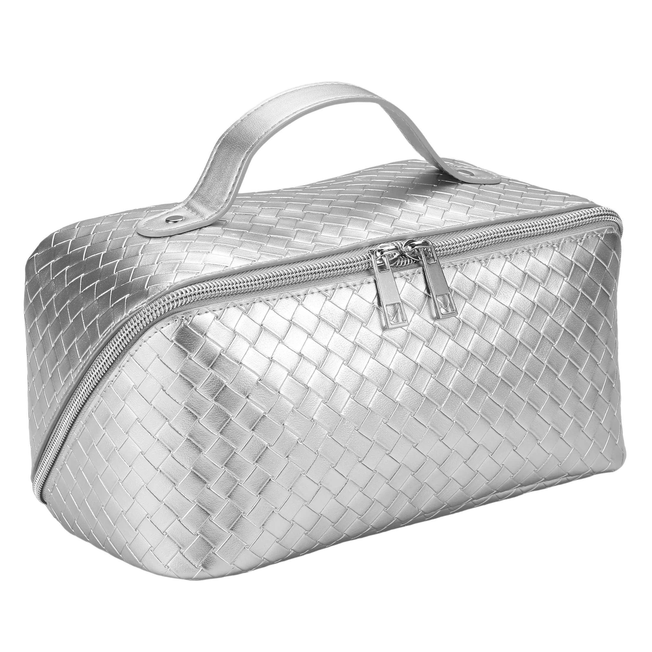 Cosmetic Bag for Women Zipper Pouch for Makeup, Travel Cosmetic Organizer Travel bags-PU Sliver | Walmart (US)