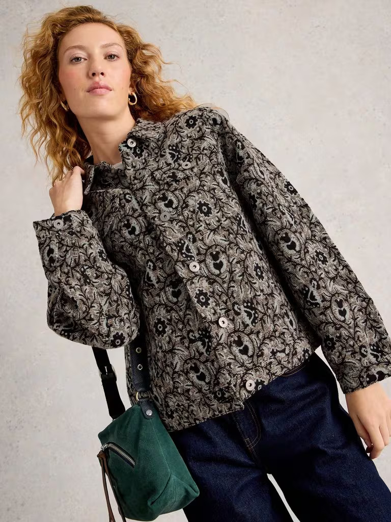 Esme Jacquard Jacket in GREY MULTI | White Stuff UK