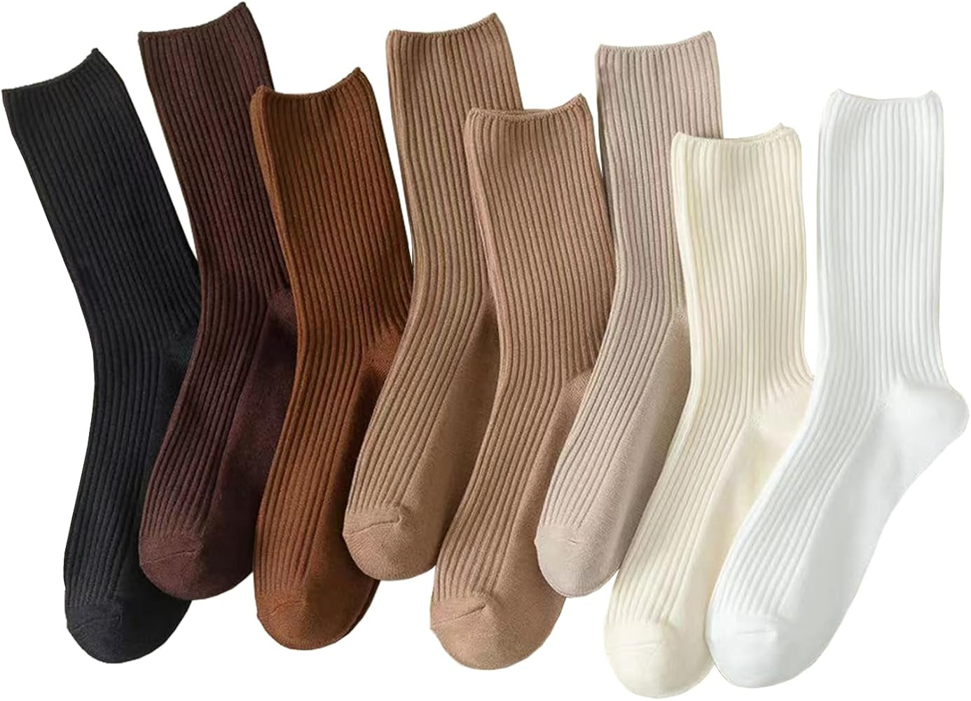 6/8 Pairs of Crew Socks for Women Athletic Aesthetic Casual Neutral Cotton Socks Soft Cute Ankle ... | Amazon (US)