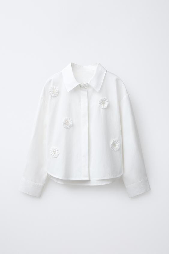 3D FLOWER POPLIN SHIRT | Zara US