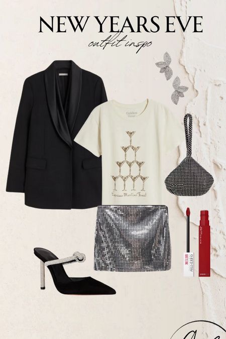 New Year’s Eve trendy chic outfit inspo 
Champagne 
Sequin Mini skirt 
Black blazer 

#LTKstyletip #LTKHoliday #LTKSeasonal
