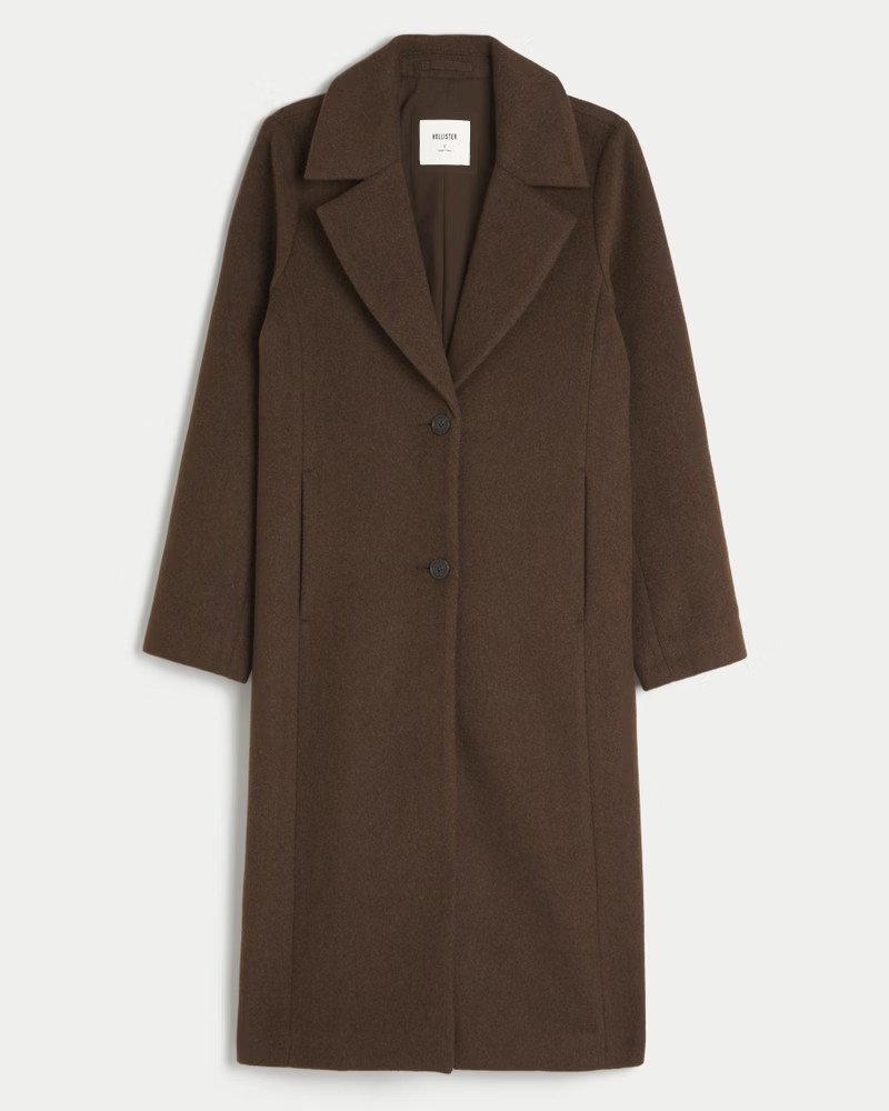 Wool Blend Longline Coat | Hollister (US)