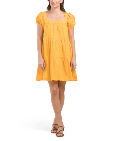 Lora Poplin Cap Sleeve Tiered Mini Dress | Casual Dresses  | Marshalls | Marshalls