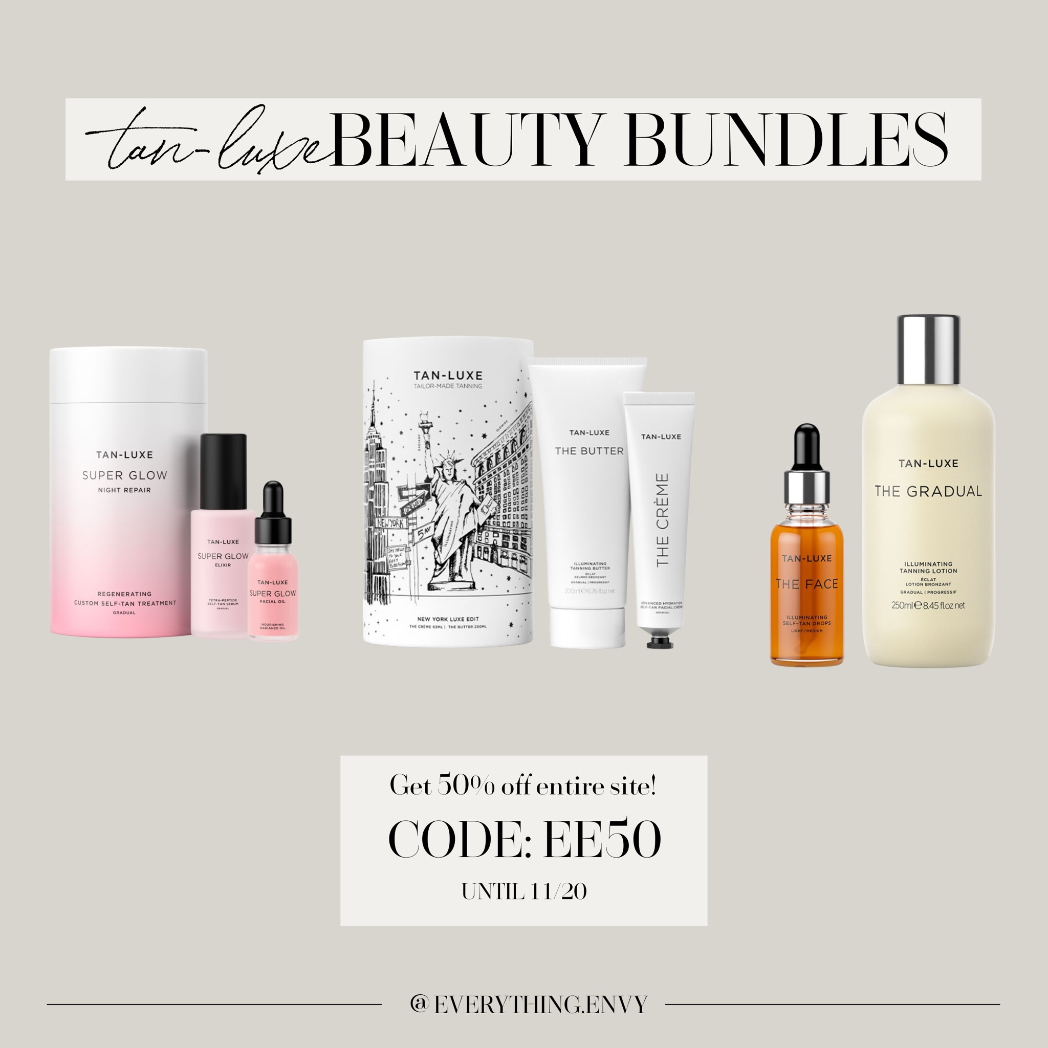 Beauty bundles from Tan-Luxe that would make amazing gifts! Get 50% off with our code “EE50”! 🥳

#LTKsalealert #LTKGiftGuide #LTKbeauty