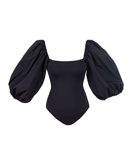 MAYGEL CORONEL Diana Puff-Sleeve One-Piece Swimsuit | Neiman Marcus