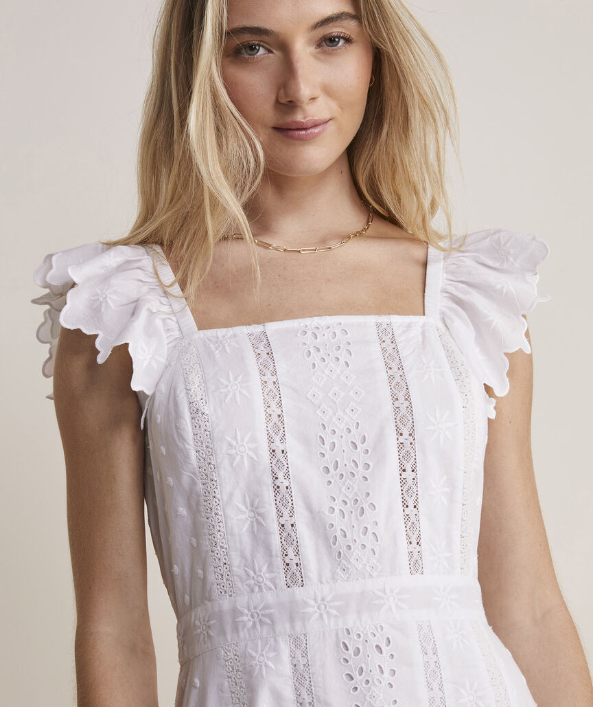 Eyelet Flutter-Sleeve Midi Dress | vineyard vines