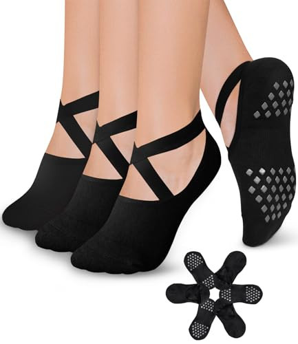 Diu Life 3 Pack Grip Socks Yoga Socks with Grips for Women Non Slip, Pilates, Workout, Pure Barre, Ballet, Dance, Hospital Socks | Amazon (US)