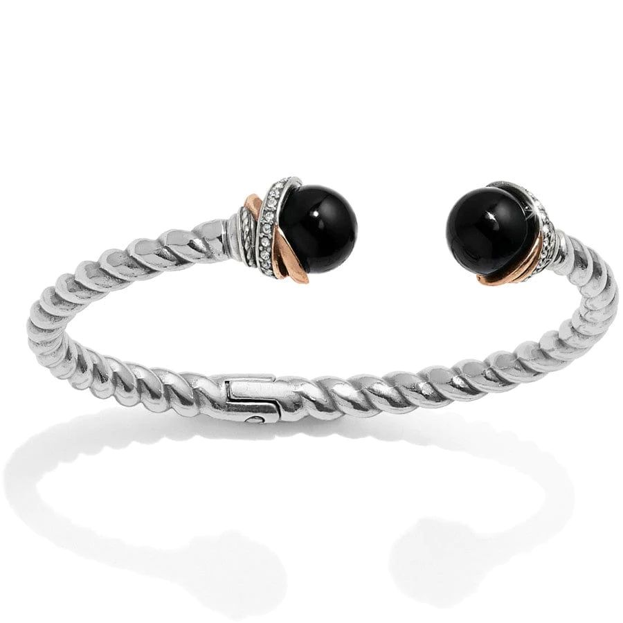 Neptune's Rings Black Agate Open Hinged Bangle | Brighton