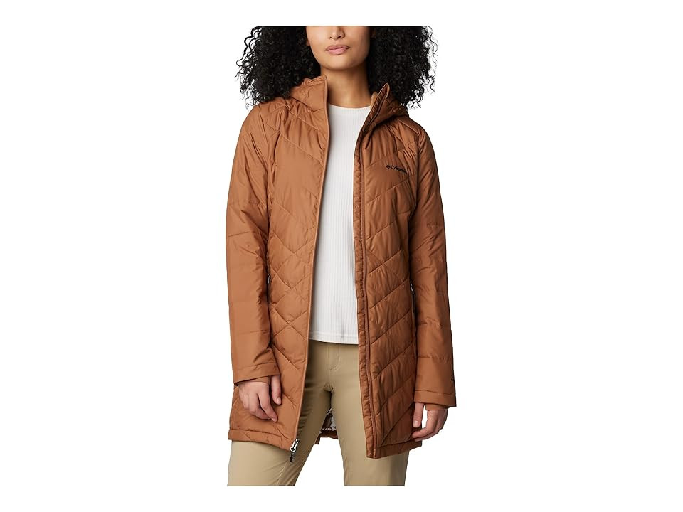 Columbia Heavenly Long Hooded Jacket Women's Clothing Camel Brown : SM, Fleece/Polyester | Zappos