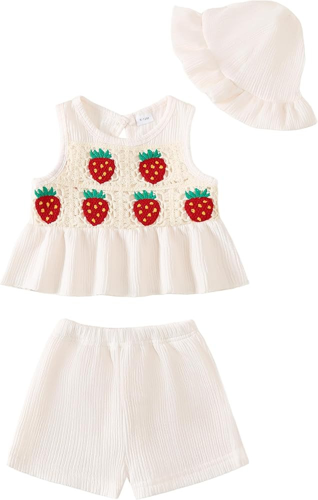 SODLON Baby Girl Clothes Infant Toddler Summer Outfits Clothing Sleeveless Ruffle Tank Top Shorts... | Amazon (US)