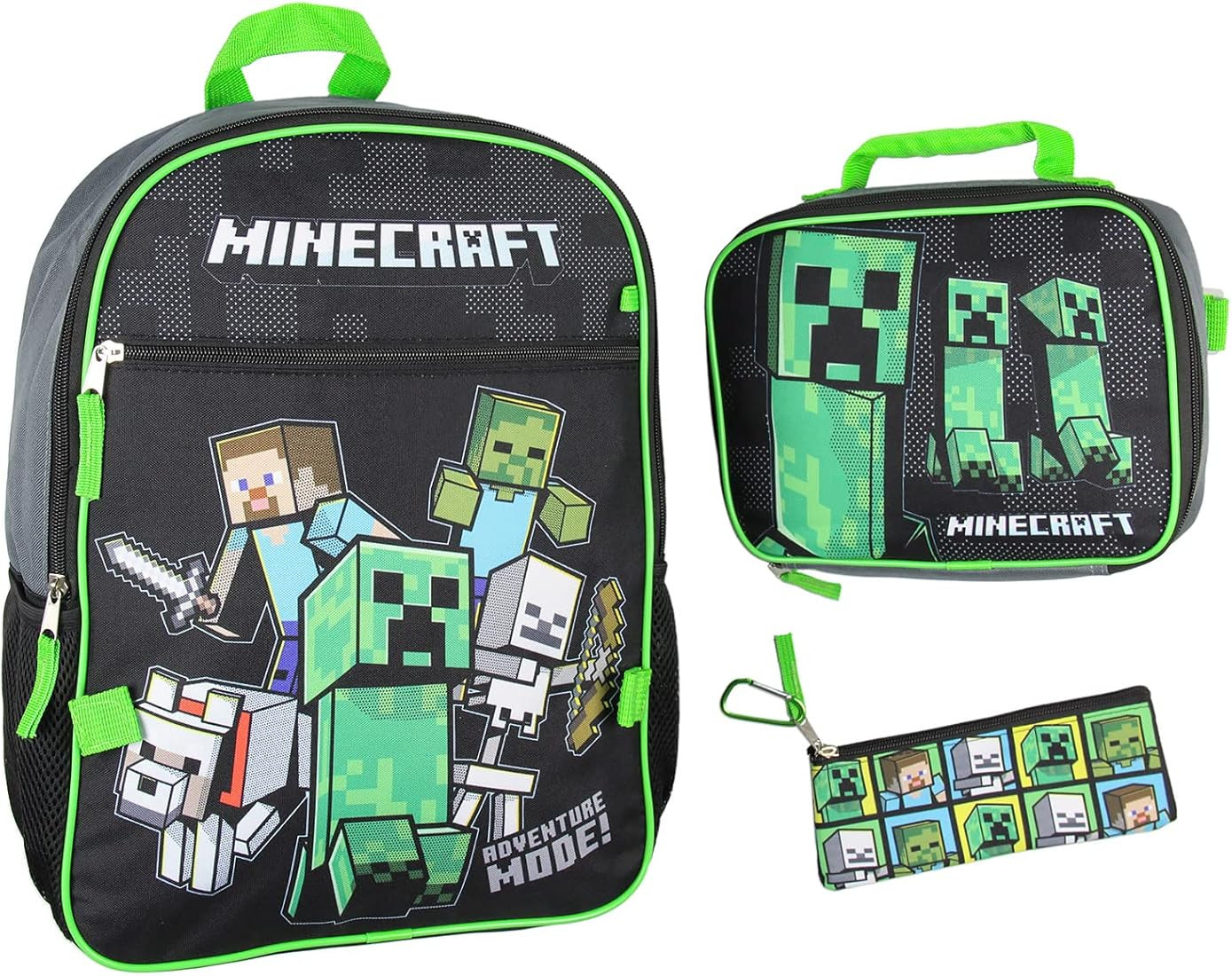 Minecraft Backpack Set with Detachable Lunch Box 16" 4 Piece Set | Amazon (US)