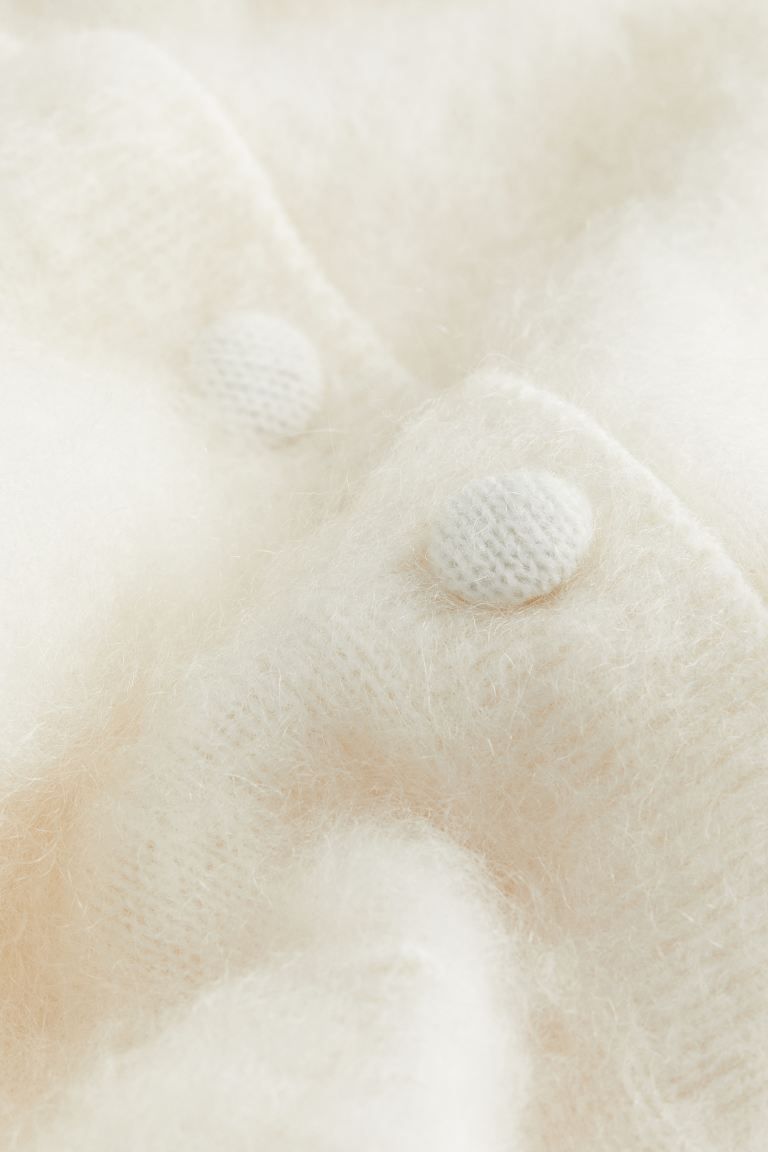 Mohair-blend collared cardigan - Cream - Ladies | H&M GB | H&M (UK, MY, IN, SG, PH, TW, HK)