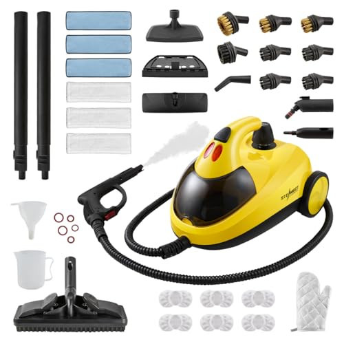 STEAMBOT 37-in-1 Steam Cleaner mop for Home & Car, 2L Water Tank, 4.3ft Hose, Deep Steam Cleaning for Floors, Tiles, Grout, Windows, Kitchen, Living Room – Multi-Surface Steamer | Amazon (US)