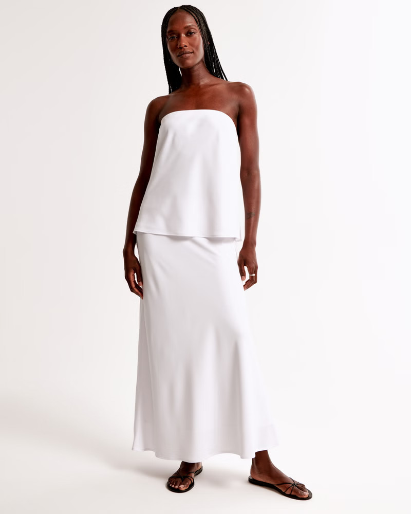 Mid Rise Satin Maxi Skirt | Abercrombie & Fitch (UK)