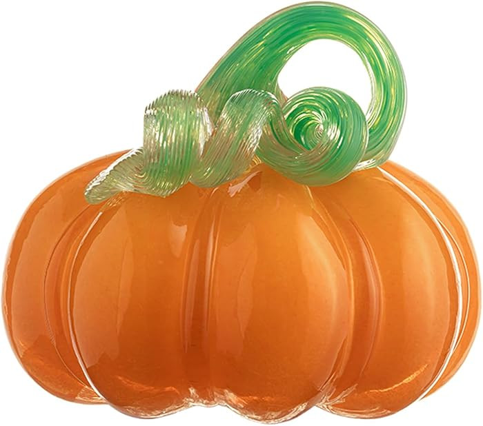 4.7" Hand-Blown Glass Pumpkin Halloween Decor Fall Home Figurines Collectible Harvest Thanksgivin... | Amazon (US)