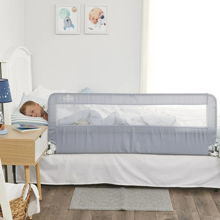 Regalo Extra Long Hideaway Bedrail, Gray Baby Safety Rail, Safety Bed Rail | Walmart (US)