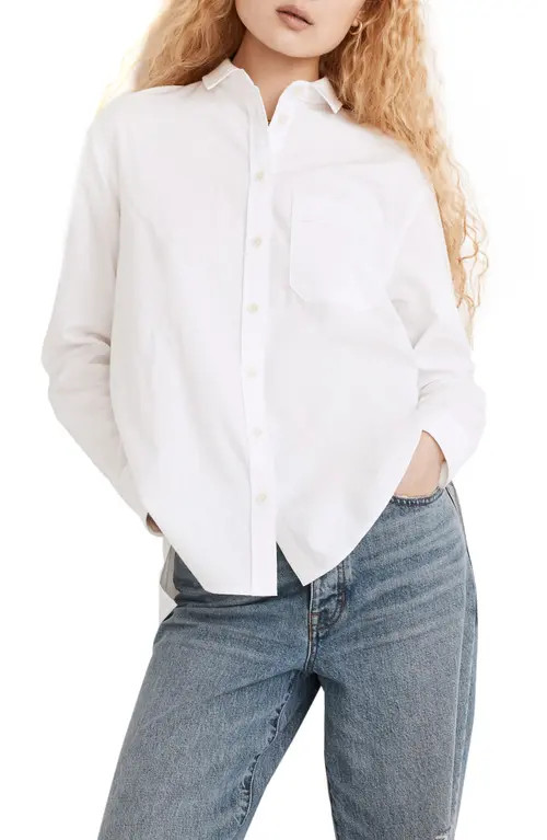 Madewell Oversize Ex-Boyfriend Button-Up Shirt in Eyelet White at Nordstrom, Size X-Small | Nordstrom