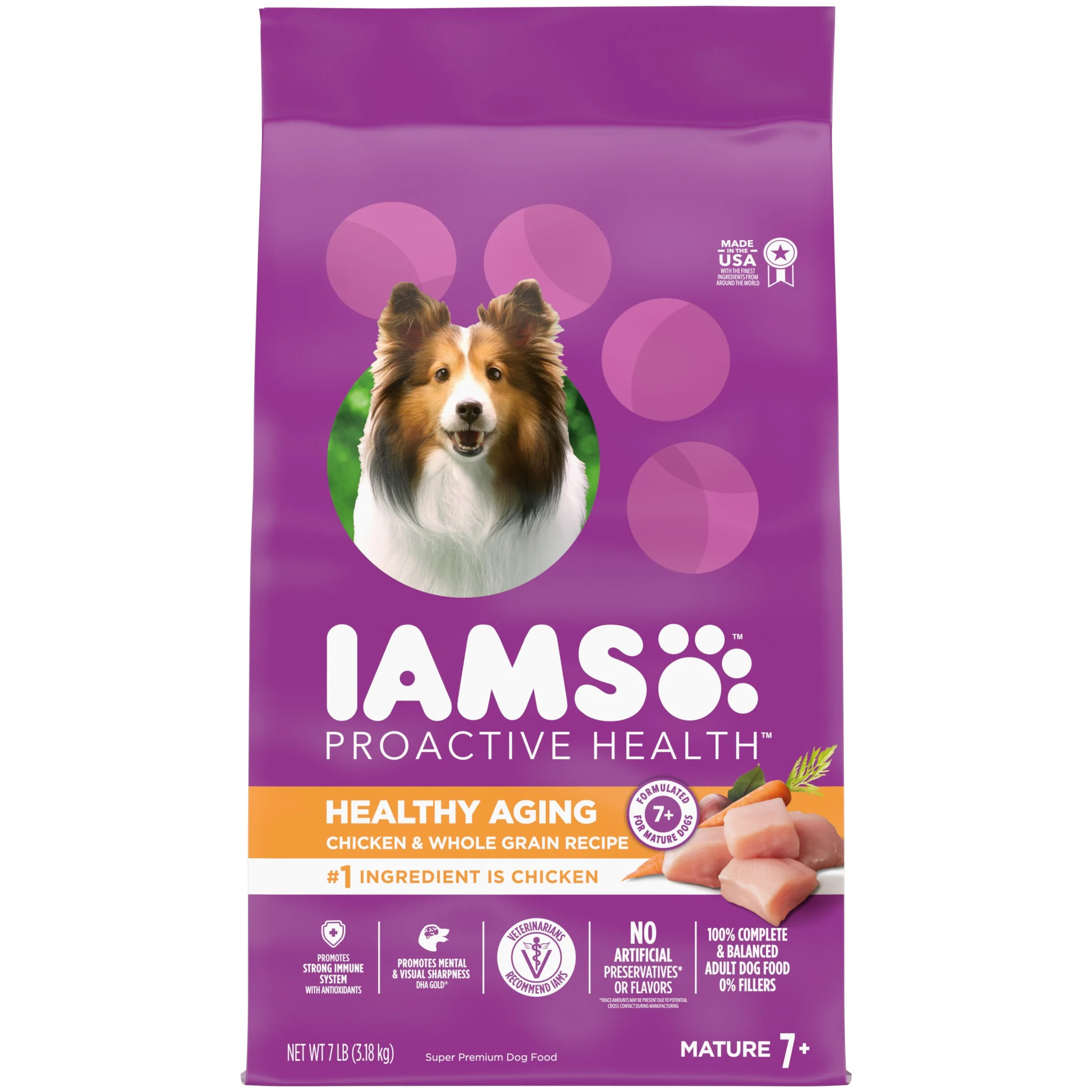 Iams Proactive Health Healthy Aging Adult With Real Chicken Dry Senior Dog Food, 7 Lb Bag | Walmart (US)