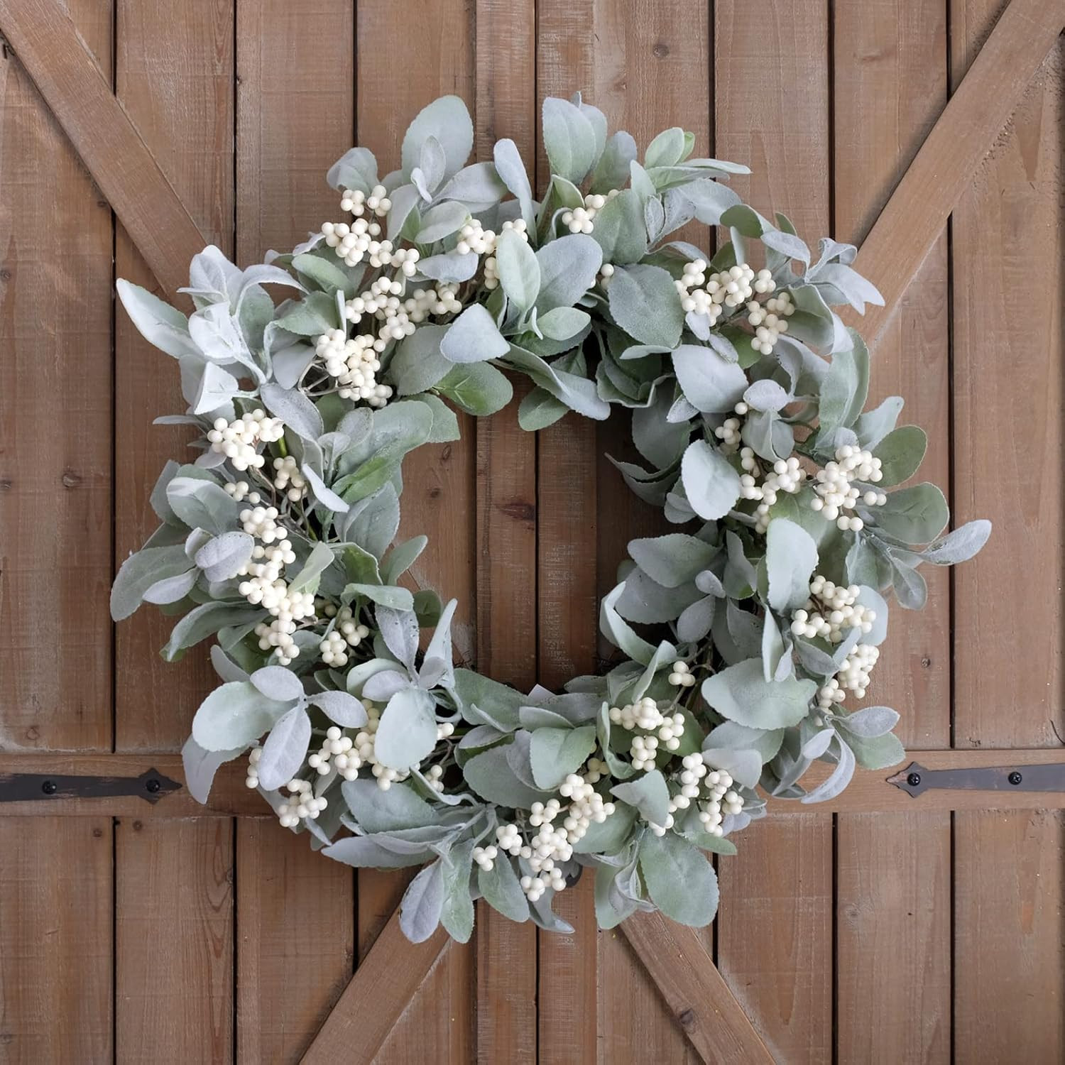 Bibelot 18 Inch Lambs Ear Wreath Spring and Everyday Lambs Leaves White Berries Wreath for Front ... | Amazon (CA)