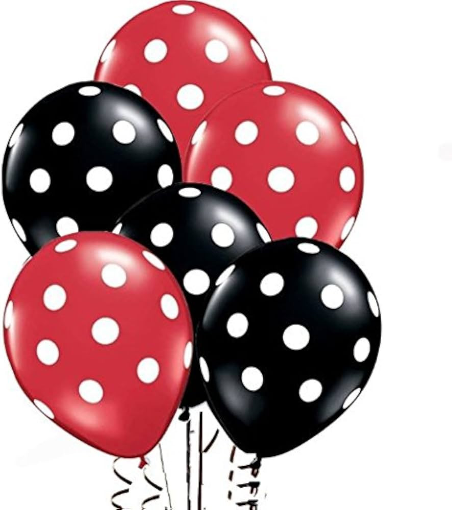 50 Pcs 12" Latex Balloons, Black and Red Polka Dot Balloons for Brithday Balloon Wedding Balloon ... | Amazon (US)