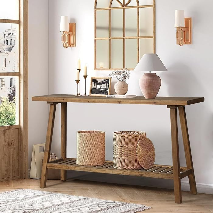 Reclaimed Solid Wood Console Table, 59" Long Farmhouse Entryway Tables, Rectangular Couch Table B... | Amazon (US)