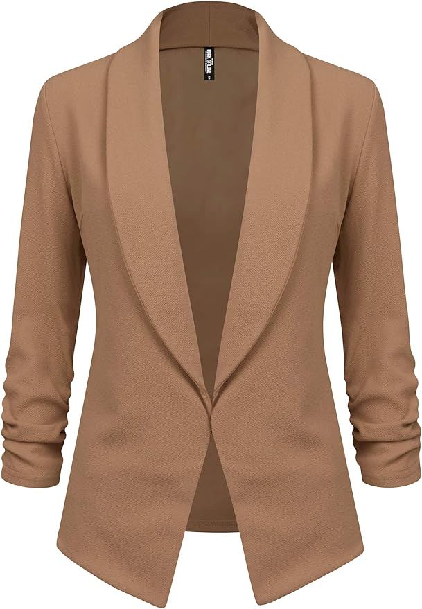 Lock and Love Women 3/4 Sleeve Blazer Open Front Cardigan Jacket Work Office Blazer | Amazon (US)