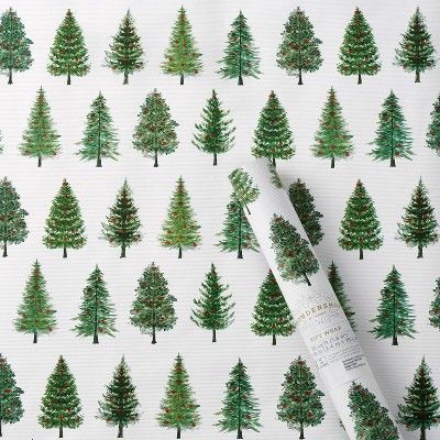 20 sq ft Christmas Trees Gift Wrap White/Green - Wondershop&#8482; | Target