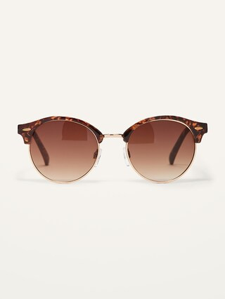 Tortoiseshell Brow-Line Round-Frame Sunglasses for Women | Old Navy (CA)