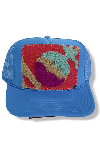 Suzani Neon Blue Kilim Patch Trucker Hat 11 | The Willow Tree