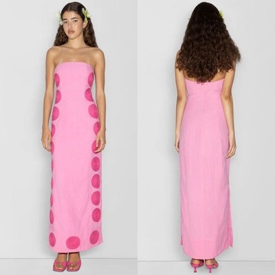NEW NWT The Wolf Gang Filipa Embroidered Strapless Maxi Dress Pink SIZE XL $550 | eBay US